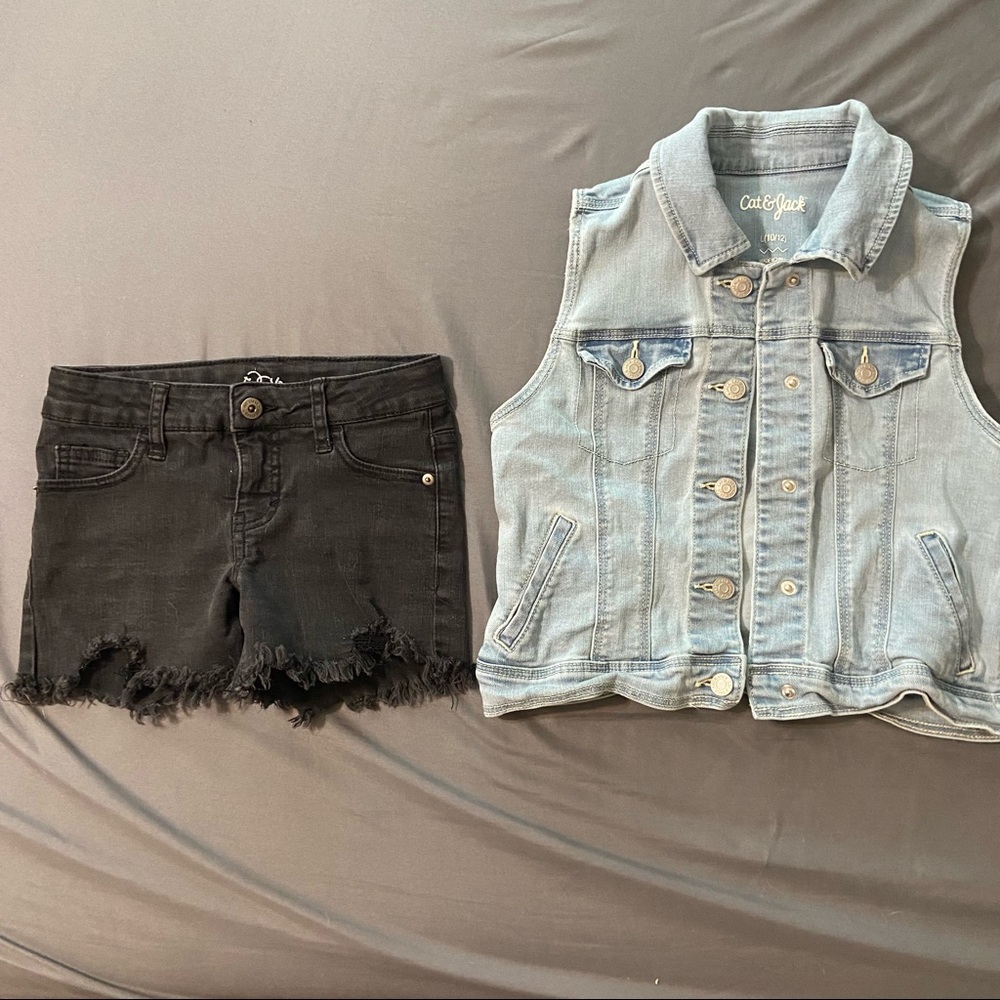 Girls target jean shorts and vest